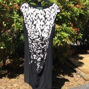 Ralph Whitel Flower Print Elastic Waist Midi Dress